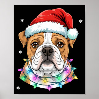 Weihnachtslichter Hund Santa Hut Süße Weihnachten Poster