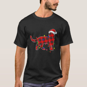 Weihnachtslichter Hunde Karierter Hund Vater Mama T-Shirt