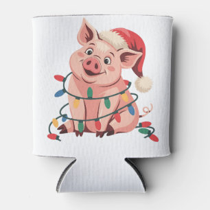 Weihnachtslichter Schwein mit Xmas Hut - Schwein L Dosenkühler