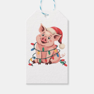 Weihnachtslichter Schwein mit Xmas Hut - Schwein L Geschenkanhänger