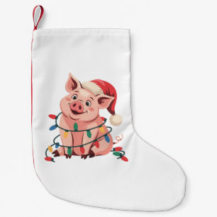 Weihnachtslichter Schwein mit Xmas Hut - Schwein L Kleiner Weihnachtsstrumpf