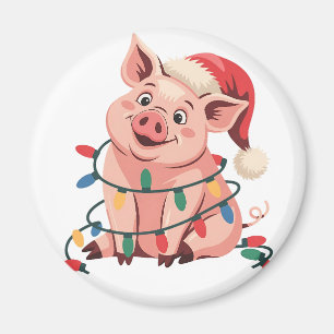 Weihnachtslichter Schwein mit Xmas Hut - Schwein L Magnet