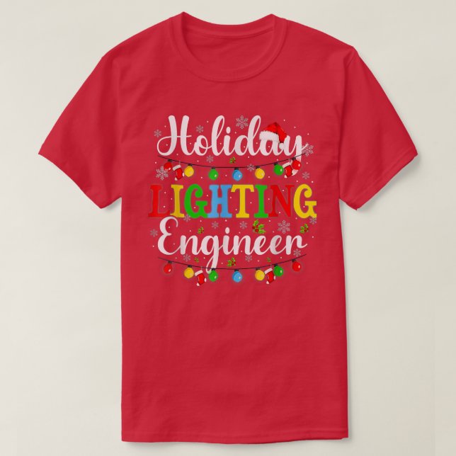 Weihnachtslichtingenieur T-S Weihnachtsmann T-Shirt (Design vorne)