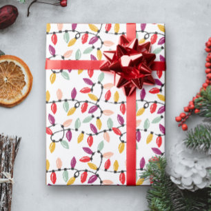 Weihnachtslichtkette mit altmodischen Glühbirnen Geschenkpapier
