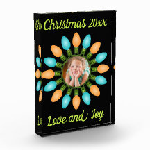 Weihnachtslichtkreis in Orange und Blau