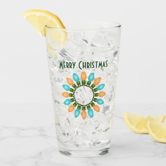 Weihnachtslichtkreis in Orange und Blau Glas (Vorderseite Ice)