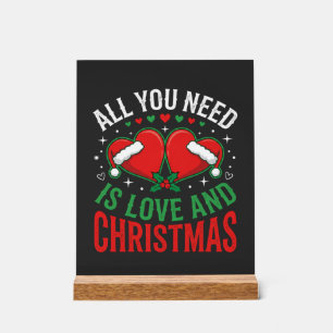 Weihnachtsliebe Santa Hut Typografie Acrylschild