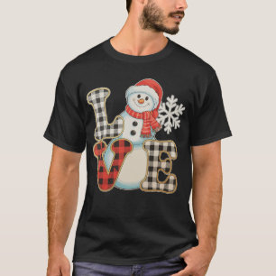 Weihnachtsliebe Süßer Schneemann Büffel Kariert Wi T-Shirt