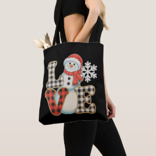 Weihnachtsliebe Süßer Schneemann Büffel Kariert Wi Tasche