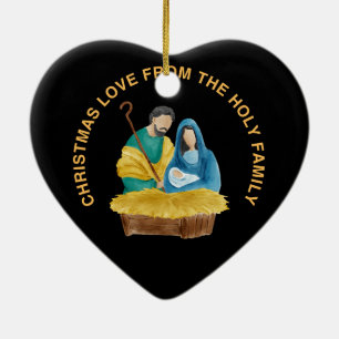 WEIHNACHTSLIEBE VON DER HEILIGEN FAMILIE KERAMIK ORNAMENT