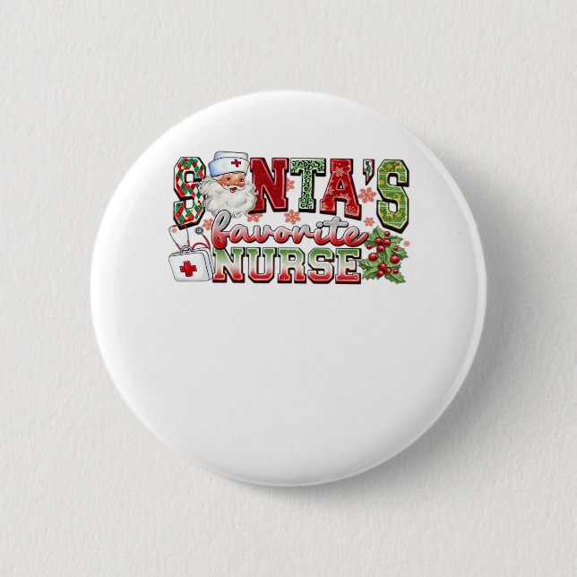 Weihnachtsliebevoll, fröhliche Krankenschwester, K Button (Vorderseite)