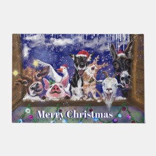 Weihnachtslied - Animal Party - Frohe Weihnachten Fußmatte