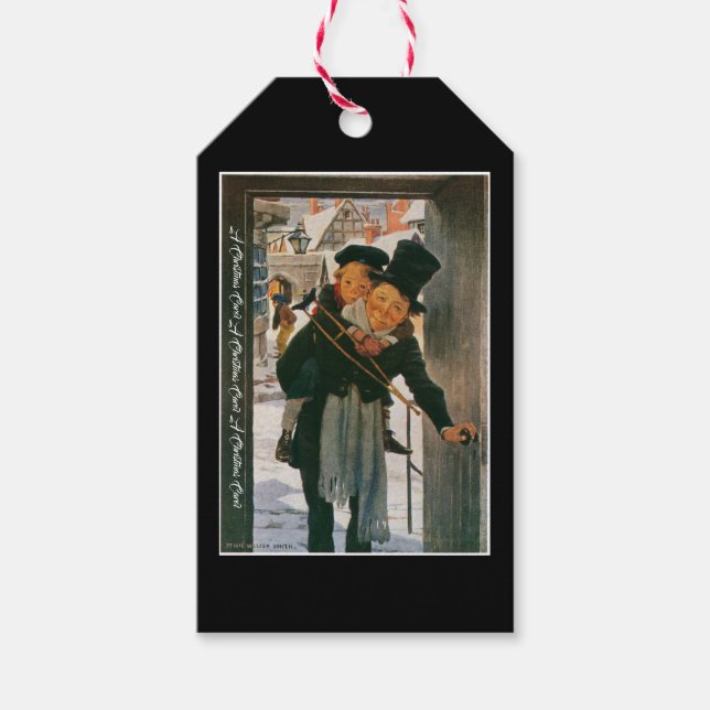 Weihnachtslied "Bob Cratchit und Tiny Tim Geschenkanhänger (Vorderseite)