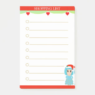 Weihnachtslied Mädchen Einkaufsliste Post-it Klebezettel