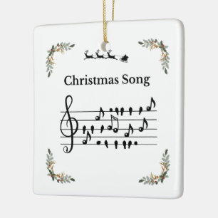 Weihnachtslied-Musikalische Vögel Stechpalme-Festt Keramikornament