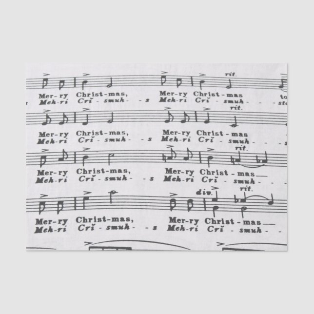 Weihnachtslied-Noten Seidenpapier (Vorderseite)