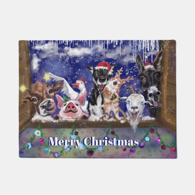 Weihnachtslied - Party - Frohe Weihnachten - Fußmatte (Vorderseite)