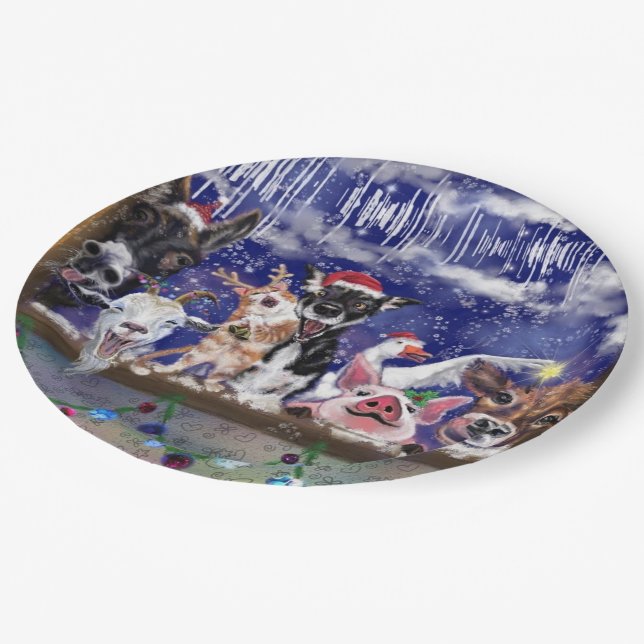 Weihnachtslied - Party Pappteller (Schrägansicht)