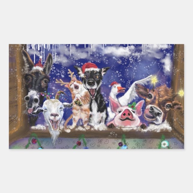 Weihnachtslied - Party Rechteckiger Aufkleber (Vorderseite)