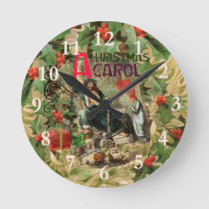 Weihnachtslied Scrooge Kunstprint Illustration Runde Wanduhr