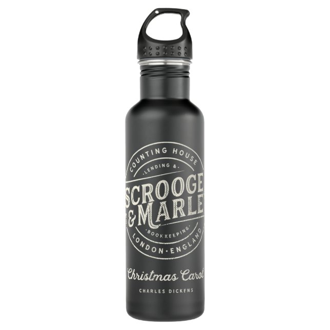 Weihnachtslied, Scrooge ' Marley, Holiday Design, Edelstahlflasche (Vorderseite)