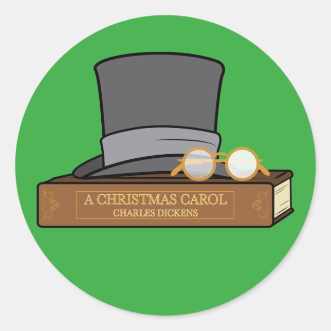 Weihnachtslied und englischer Top Hat Runder Aufkleber (Vorderseite)