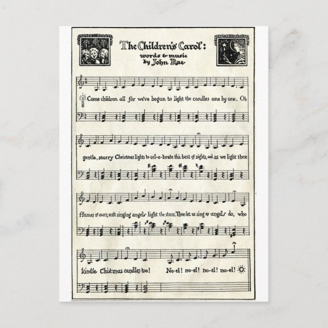 Weihnachtsliede: Die Carol der Kinder Feiertagspostkarte (Vorderseite)