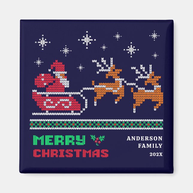 Weihnachtslieder auf dem Navy Blue Frohe Weihnacht Magnet (Vorne)
