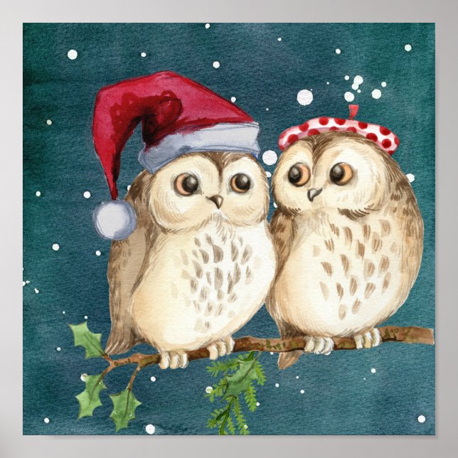 Weihnachtslieder auf Zweig nachts Poster (Vorne)