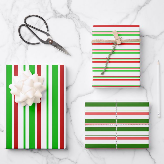 Weihnachtslieder grün, weiß, rot farbig geschenkpapier set (Vorderseite)