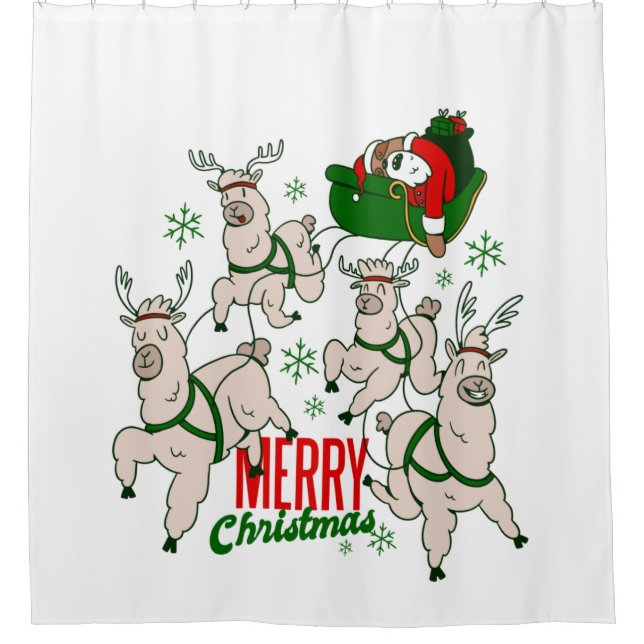 Weihnachtslieder Lamas Duschvorhang (Vorderseite)