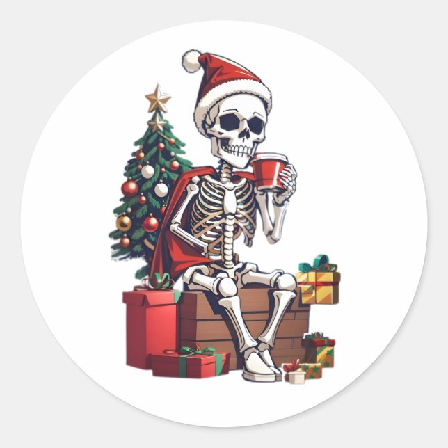 Weihnachtslieder mit Santa Outfit Runder Aufkleber (Vorderseite)