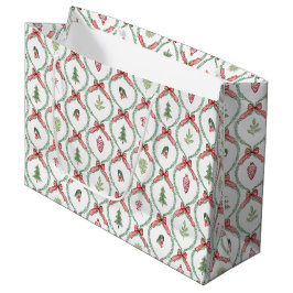 Weihnachtslieder Rotkehlchen-Ornamente und Blattwe Große Geschenktüte