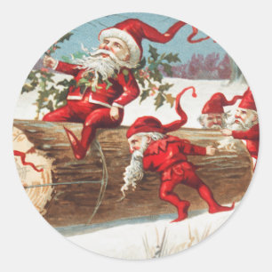 Weihnachtslieder rutschen auf einem log Holiday Runder Aufkleber