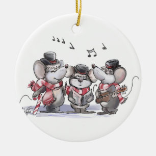 Weihnachtslieder singen mit Mic, Mac & Moe runder  Keramik Ornament