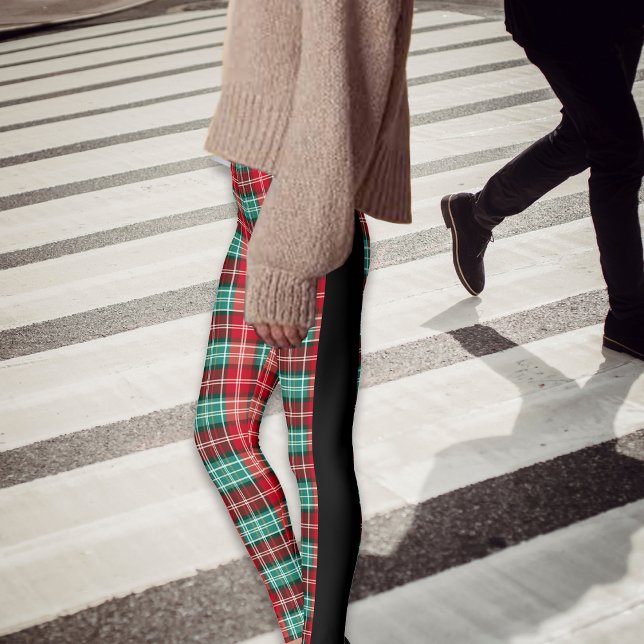 Weihnachtslieder Tartan Black Side Seams Leggings (Von Creator hochgeladen)