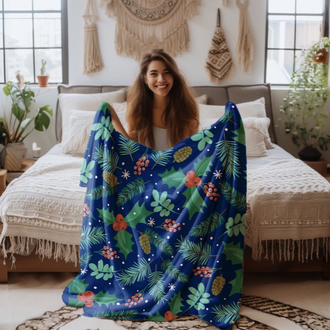 Weihnachtslieder und Kiefernfüße Fleece blan (Von Creator hochgeladen)