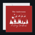 Weihnachtslieder und RentierSchlitten Feiertagskarte<br><div class="desc">Weihnachten,  traditionelles Santa- und RentierSchlittendesign</div>