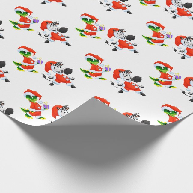Weihnachtslieder und Zebras in den Santa Anzügen Geschenkpapier (Ecke)