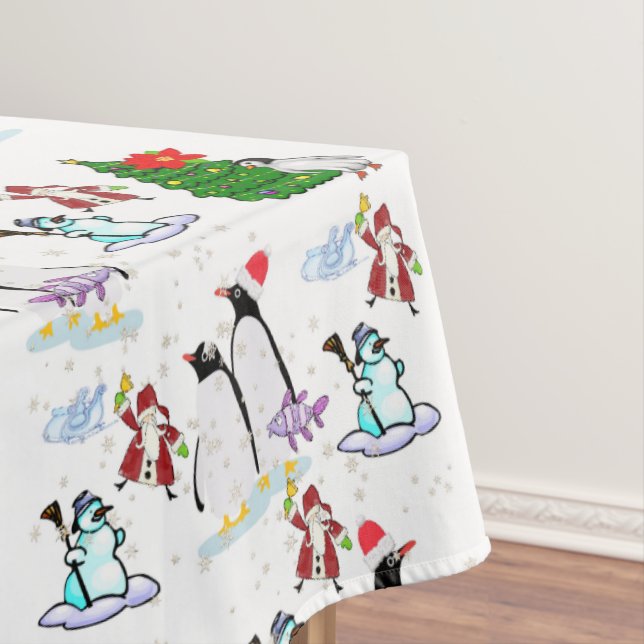 Weihnachtslieder, Weihnachten, Schneemann, Pinguin Tischdecke (Beispiel)