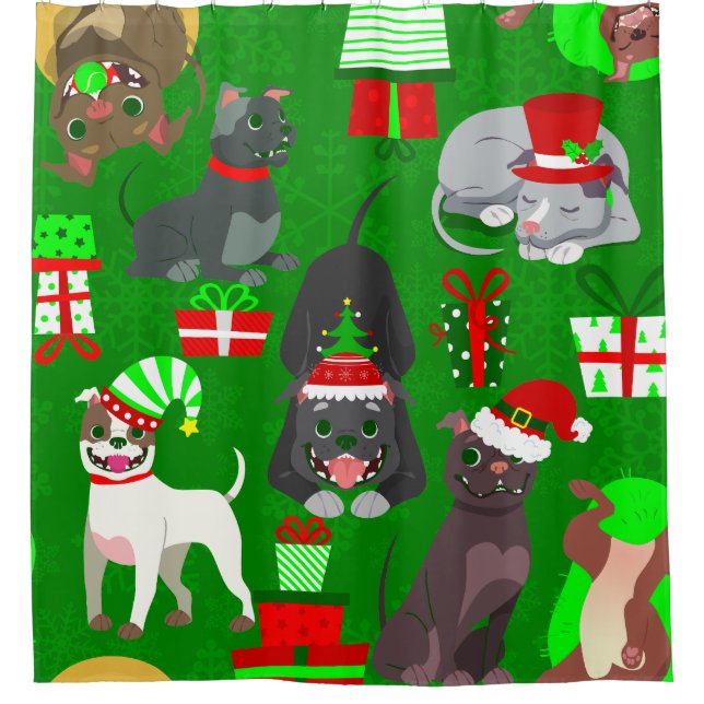Weihnachtslieder Welpenhund Duschvorhang (Vorderseite)