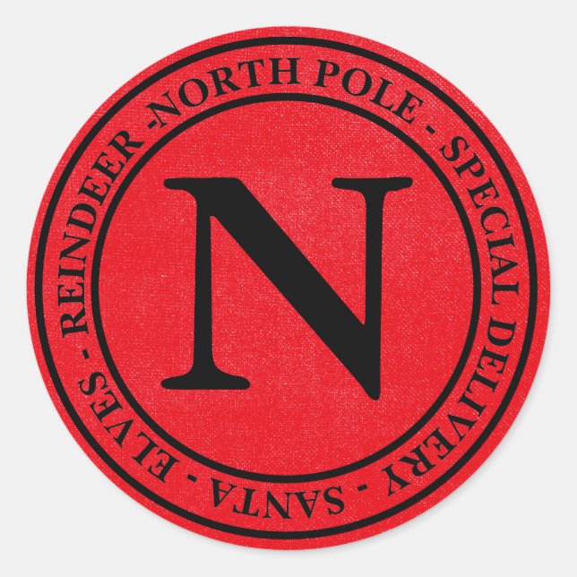 Weihnachtslieferung an den Nordpol Rot und Schwarz Runder Aufkleber (Vorderseite)