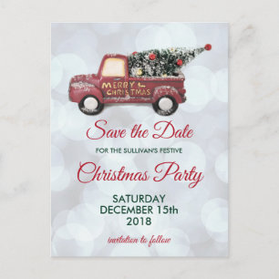 Weihnachtslieferung LKW Party Save the Date Postkarte