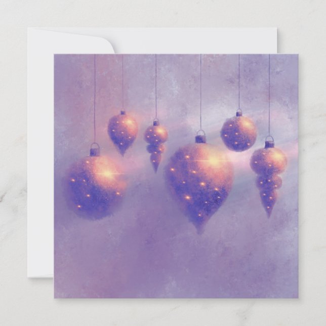 Weihnachtsliegekarte Rose Gold Baubles Flat Card (Vorderseite)