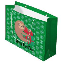 Weihnachtsliegeplatz mit Geschenk Grüner Schneeflo Große Geschenktüte