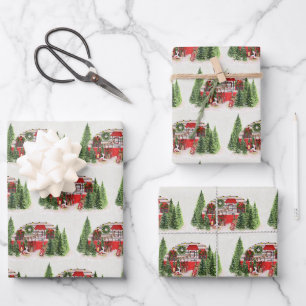 Weihnachtsliegeplatz Rustikale Szene Geschenkpapier Set