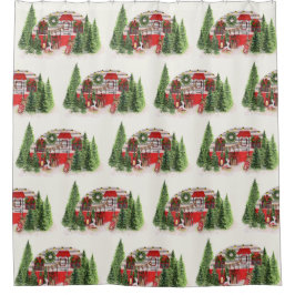 Weihnachtsliegeplatz Rustikales Muster Duschvorhang