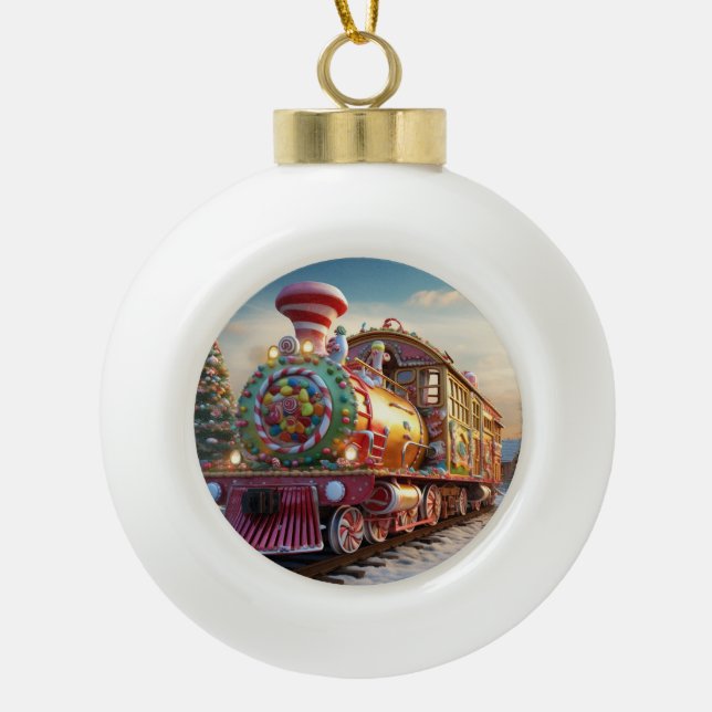 Weihnachtsliegezug Keramik Kugel-Ornament (Vorderseite)
