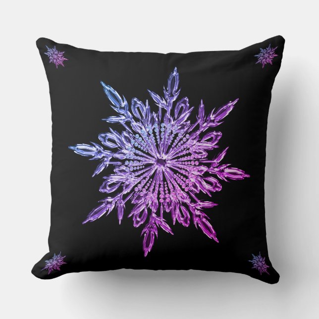 Weihnachtslila schwarzer bling Schneeflocke Kissen (Vorderseite)
