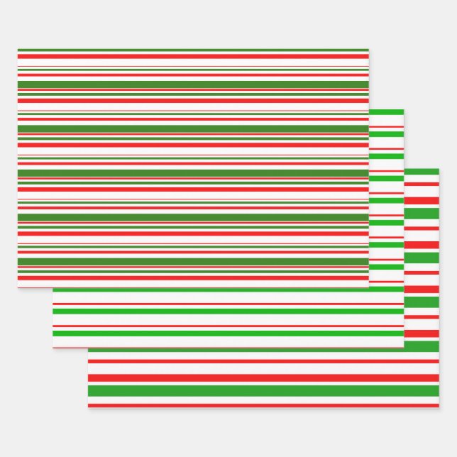 Weihnachtslines in Rot, Weiß, Grün Geschenkpapier Set (Set)